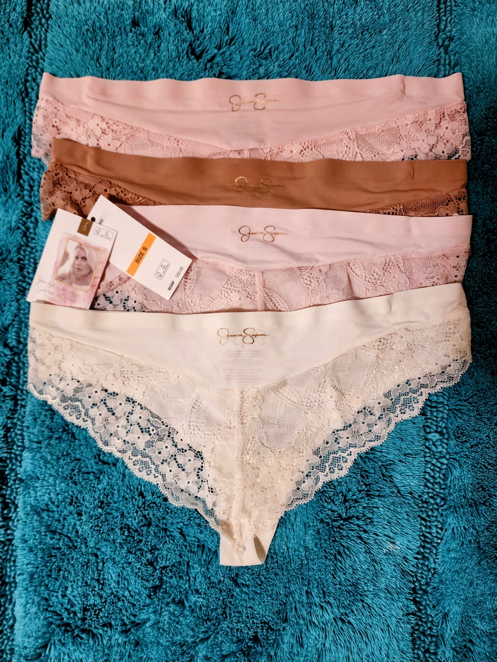 Jessica Simpson Lace Hipster Set in Pink, Tan, Blush, Cream